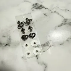 新品未使用◇ 耳ツボジュエリー 10粒 金粒 クリアシート 金属アレルギー対応 ステンレス製 クロム ロザリオ ハート シルバー