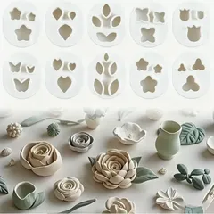 No.210✨10種セット✨ クレイクラフト用 抜き型 モールド 花 葉 肉球 ハート PD5374221 粘土