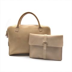 BONASTRE ボナストレ メイドイン スペイン レザー ハンド トート バッグ クラッチ バッグ 付き ベージュ ビジネス a9285