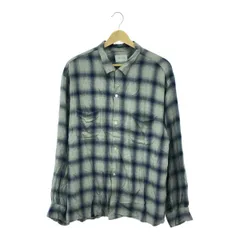 日本製　60's　復刻モデル　TOWNCRAFT　PENNEY’S　タウンクラフト　ペニーズ　オープンカラーシャツ　開襟シャツ　長袖シャツ　レーヨン　Lサイズ　オンブレチェック　ブルー/グレー