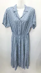 ◇ LOWRYS FARM ローリーズファーム 総柄 半袖 ロング丈 ワンピース サイズF ブルー系 レディース E  【1406050075989】