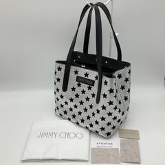 JIMMY CHOO ジミーチュウ ピムリコ PIMLICO スター 星 パンチング シルバー×ブラック 黒 レザー トートバッグ ハンドバック 鞄 カバン バッグ 【中古】Aランク　2_133