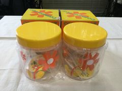 か101 昭和レトロポップ　YK印　コスモスポット　イエロー2コ　プラスチック　容器　花柄　レトロ