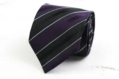 レミュー ブランド ネクタイ ストライプ柄 格子柄 シルク メンズ ブラック LES MUES  【中古】