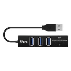 Libra USB2.0 3ポートUSBハブ＋カードリーダー ACアダプタ不要 LBR-USBHCR