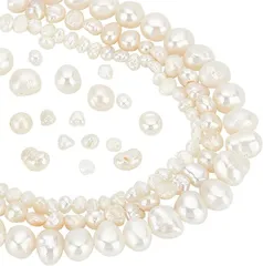 PH PandaHall パール 淡水パール 不規則なパールビーズ 約110個 3サイズ ホワイト パールパーツ ブレスレット ネックレス イヤリング ピアス ハンドメイド 素材 穴有り 材料 2.5～8mm(白)