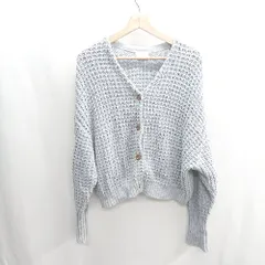 ◇ ⊇ CREDONA 長袖 ニットカーディガン サイズF ブルー レディース E  【1409240032489】