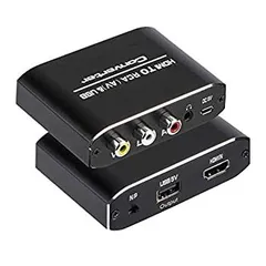 【中古】(未使用･未開封品)HDMI to RCA変換コンバータ 1080P HDMI to AV 3RCA CVBs コンポジット 電源供給 USB ケーブル付き ビデオ3.5 mm Auxオーディオアダプタ TVスティ