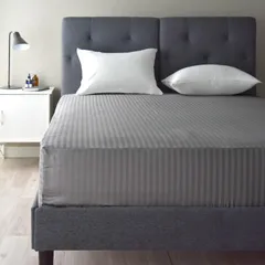 新品 ボックスシーツ シングル 日本製 綿100% サテンストライプ 高密度生地315本 防ダニ ベッドシーツ ベッドカバー 高級ホテル おしゃれ 北欧 エトワール (シングル シルバーグレー)