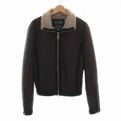 アルマーニ ジーンズ ARMANI JEANS フェイクムートン ジャケット コート 裏地ボア ロゴプレート アウター 50 M L 茶 ダークブラウン /YMのサムネイル
