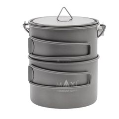 MAXI　正規代理店　アウトドア　軽量化　420mlチタンボウルと750mlチタンポットのセット（ポットにハンドル付き）CB-750-BH