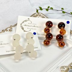 4連バブルピアス（サージカルステンレス）べっ甲/マット