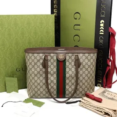 美品 グッチ オフィディア GG ミディアム トートバッグ 631685 直営店購入品 ベージュ×エボニー GUCCI