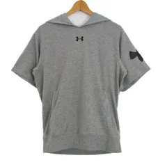 アンダーアーマー パーカー トップス 半袖 プルオーバー スウェット スポーツウエア メンズ MDサイズ グレー×黒 UNDER ARMOUR 【中古】