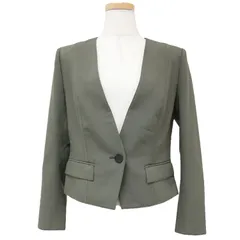 EPOCA エポカ ジャケット ノーカラー カーキ グリーン40(M) ショート丈  シングル ストレッチ きれいめ 上品 オフィス カジュアル ビジネス シンプル 【レディース】のサムネイル
