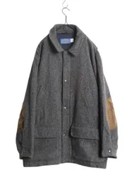 【お得なクーポン配布中!】 90s USA製 ペンドルトン ウール ハーフ コート メンズ XL オールド PENDLETON 本革 エルボーパッチ 中綿 ライナー付き ジャケット 無地 灰のサムネイル