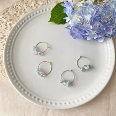 紫陽花カラー ✧ つややかティアドロップのフープピアス