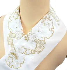 【新品】刺繍半衿 振袖 訪問着 洒落着 he-424 雪輪 桜 菊 楓 松竹梅 紅葉 金糸 白地 花 半襟 半えり 刺繍入り 刺繍 成人式 卒業式 パーティー 京都うさぎ堂