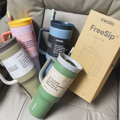 新品!未使用 owala 二重真空保温カップ40 oz 車載カップアウトドアスポーツフィットネス車載 冷熱ストロー水
