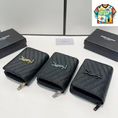 【今日特価】Yves Saint Laurent イヴサンローラン 小型ウォレット クラシックレザー製、耐久性に優れ、カードと紙幣を分離収納