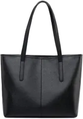 Homarina(ホマリナ) 通勤バッグ a4 トートバッグ レディース 黒 大容量 ショルダーバッグ 軽量 レザー 革 肩掛けバッグ ファスナー 鞄 女性用 就活 かばん(ブラックノーマル)