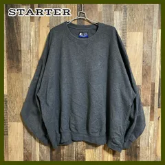 スターター オーバーサイズ 極太アーム ワンポイントロゴ 無地 グレー 3XL メンズ 古着 長袖 トレーナー スウェット