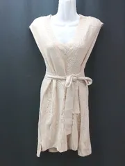 ◇ ◎ AZUL BY MOUSSY Vネック ケーブル ストレッチ シンプル ノースリーブ ベスト サイズF ベージュ レディース E  【1307210035969】