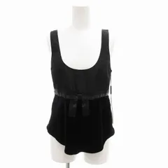 エンポリオアルマーニ EMPORIO ARMANI タグ付き ビスチェ キャミソール リボン ベロア切替 シルク混 36 黒 ブラック /FF  ■GY03のサムネイル