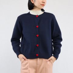 ハートボタンニットカーディガン(ネイビー)