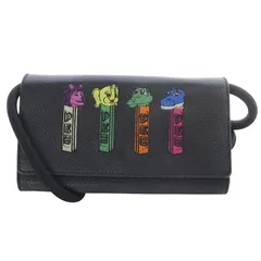 イアパピヨネ 刺繍ウォレット ショルダーバッグ レザー 黒