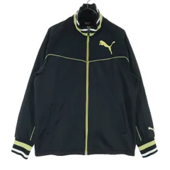美品 PUMA プーマ ロゴプリント トラックジャケット M ブラック ジャージ メンズ 古着