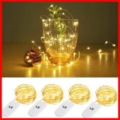 【迅速発送】Lighting EVER LEDストリングライト 電池式フェアリーライト LEDイルミネーション 1m 20LED 電球色 防水銅線ワイヤー ハロウィン 飾り付け クリスマス飾り 結婚式 パーティー 装飾ライト クリスマスツリー電飾 おしゃれ 4