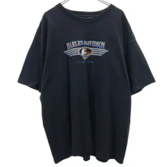 ハーレーダビッドソン 90s プリント 半袖 シングルステッチ Tシャツ XXL ブラック系 HARLEY DAVIDSON HOLOUBEK ビッグサイズ オールド ヴィンテージ メンズ