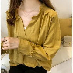 シャツ レディース ブラウス 長袖 Vネック ゆったり プルオーバー トップス オフィス 無地 長袖 可愛い 着痩せ カジュアル ゆったり 通勤 秋新作