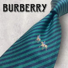 BURBERRY バーバリー 乗馬 鳥 ストライプ柄 ネクタイ グリーン