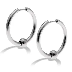 【在庫処分】ボール付き ボール ピアス リングピアス レディース ボール6ｍｍ メンズ ビーズ ビーズピアス 18G ゴールド 太め 両耳セット 大きめ 金 ステンレス 20mm フープピアス BCR ビーズ付き CBR [Puente] キャプティブビーズリ