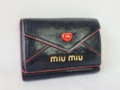 ミュウミュウ マドラスラブ コンパクトウォレット ハート ブラック MIUMIU