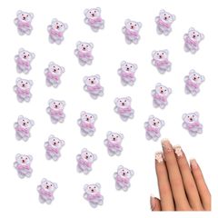 ネイルパーツ クマ アニマル 10ｍｍ ホワイト リボン ラメ 熊 ぷっくり ベアー 3Ｄ 立体 動物 カボション レジン デコパーツ アクセサリー ハンドメイド 手芸 パーツ BD4112
