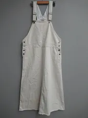M9115 サマンサモスモス sm2 ジャンパースカート デニム サロペット FREEサイズ 綿100％ レディース 白 無地 裾カットオフ ストラップ調整可