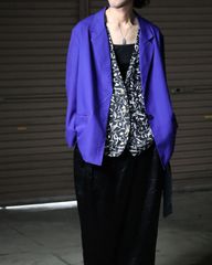 vivid color padless tailored jacket oversized blue ビビッドカラー オーバーサイズ イージー テーラードジャケット シングルブレスト 深青 90年代