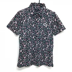 【美品】キャロウェイ 半袖ポロシャツ ダークネイビー×ピンク×ミントグリーン 小花柄 メンズ L ゴルフウェア Callaway