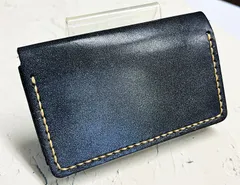 レザークラフト 名刺入れ カードケース　ブラック ステッチ ベージュ