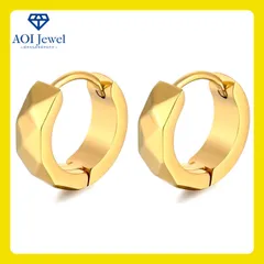 【送料無料！】ピアス レディース メンズ ステンレス リング フープ キャッチレス シンプル 両耳セット (直径：9mm) ゴールド [PM001]