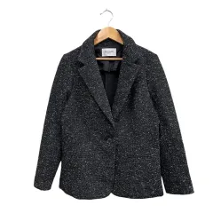 マダムジョコンダ MADAM JOCONDE ツイードジャケット １ボタン 前ポケット マーブル ブラック系 サイズ40 L相当 のサムネイル