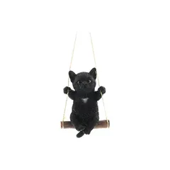 リアルすぎてドキッとするほど本物そっくりなネコの ガーデンオーナメント スウィング 子猫 クロネコ 猫好きな人へのプレゼント オブジェ 置物 エンプレットベール 1