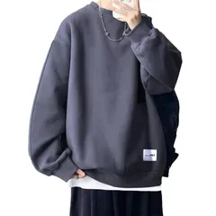 [SIPERLARI] トレーナー メンズ 長袖 プルオーバー 裏起毛 重ね着風 スウェット 無地 パーカー 大きいサイズ 丸襟 tシャツ トップス カジュアル おしゃれ 秋 冬服 厚手 防寒