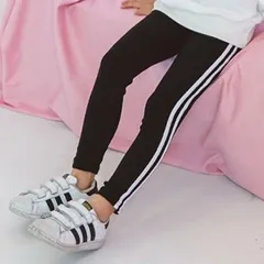 在庫処分中 [ブラック100] サイドライン レギンス 長ズボン ラインパンツ ライン入り ボトムス