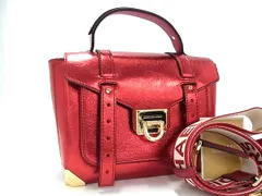 ■新品同様■ MICHAEL KORS マイケルコース レザー 2WAY ハンドバッグ ショルダー クロスボディ メタリック レッド系 BN2177