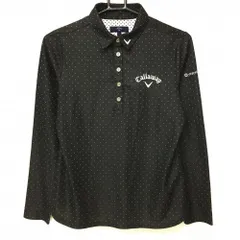 【美品】キャロウェイ 長袖ポロシャツ 黒×白 ピンドット調 ODYSSEY レディース L ゴルフウェア Callaway