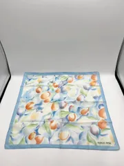 HANAE MORI ハナエ モリ スカーフ ハンカチ 花 フラワー 縁ライトブルー 44×44